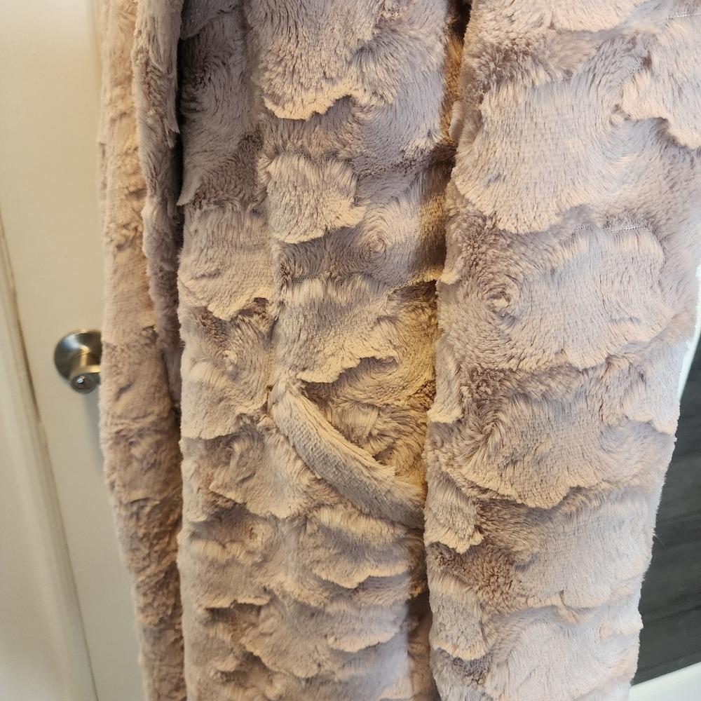 HYFVE Pink Plush Womens Coat L Waterfall Trench Fuzzy Cozy Jacket Cardigan Soft - Picture 6 of 13